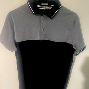Denim and flower collar shirt black and white